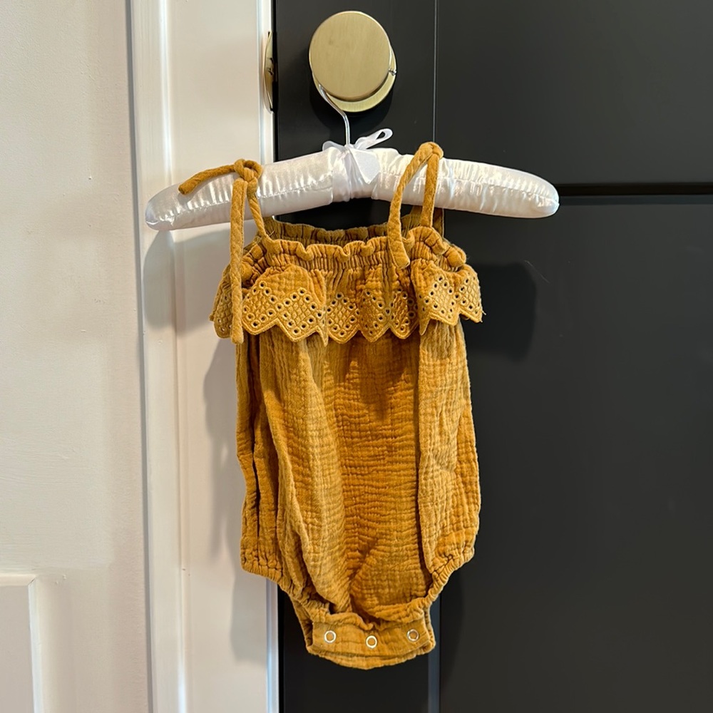 Rylee + Cru mustard girls romper 6-12 months